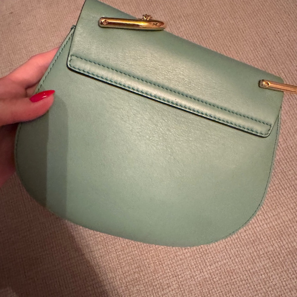 Chloe drew leather & suede mini Green Leather Shoulder Bag - Picture 3 of 4